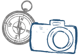 illustration of a compass and a camera