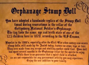 orphanage stump doll information sheet