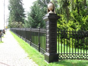 evergreen cemetery iron fence